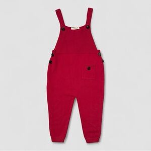 Kids Luxurious Soft Knit Red Campure Overalls Toddler Size 4 NWOT